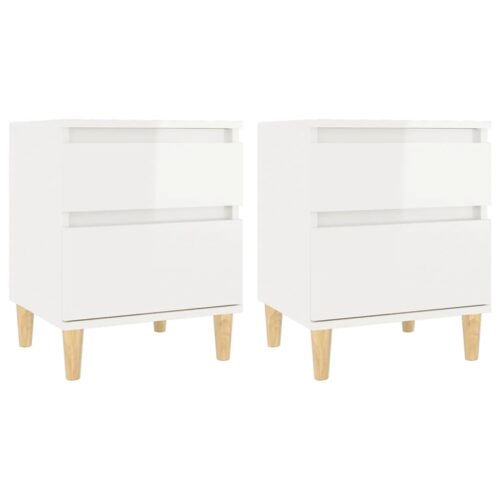 Bedside Cabinets 2pcs High Gloss White 40x35x50cm