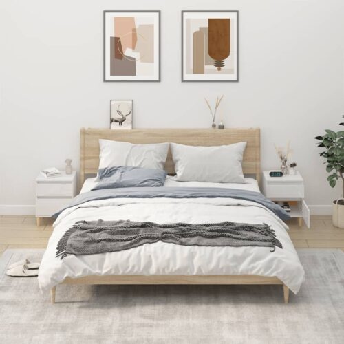 Bedside Cabinets 2pcs High Gloss White 40x35x50cm - Image 2