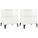Bedside Cabinets 2pcs High Gloss White 40x35x50cm