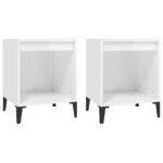 Bedside Cabinets 2pcs High Gloss White 40x35x50cm