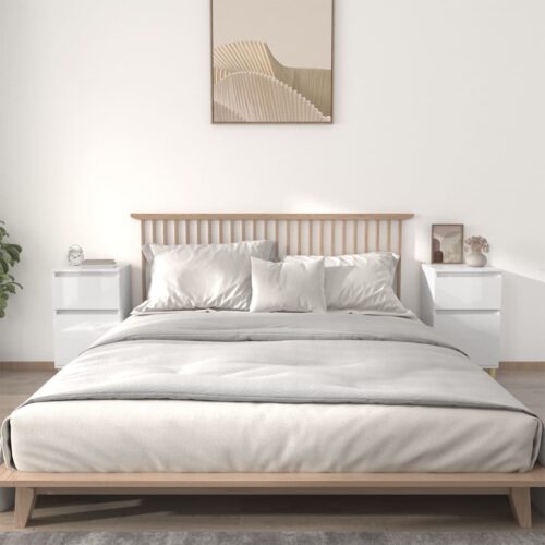 Bedside Cabinets 2pcs High Gloss White 40x35x70cm - Image 2