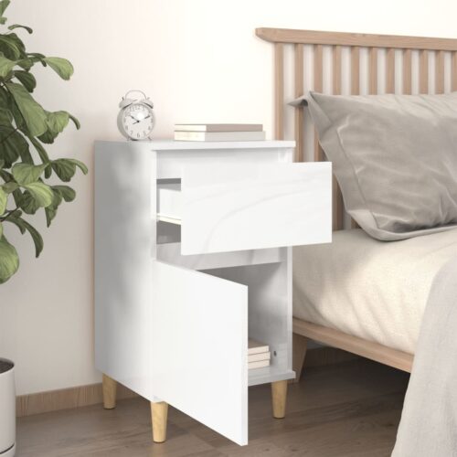 Bedside Cabinets 2pcs High Gloss White 40x35x70cm - Image 3