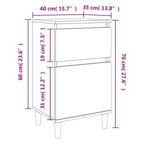 Bedside Cabinets 2pcs High Gloss White 40x35x70cm - Image 11