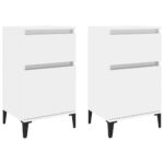 Bedside Cabinets 2pcs High Gloss White 40x35x70cm