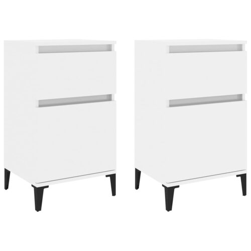 Bedside Cabinets 2pcs High Gloss White 40x35x70cm