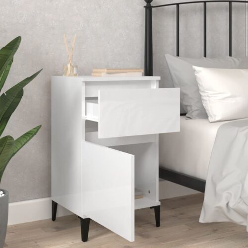 Bedside Cabinets 2pcs High Gloss White 40x35x70cm - Image 3