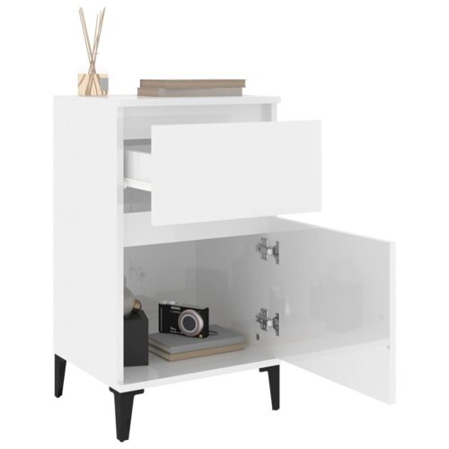 Bedside Cabinets 2pcs High Gloss White 40x35x70cm - Image 5