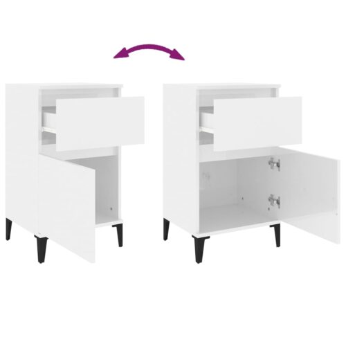 Bedside Cabinets 2pcs High Gloss White 40x35x70cm - Image 9