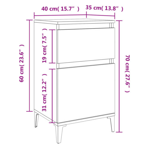 Bedside Cabinets 2pcs High Gloss White 40x35x70cm - Image 11