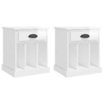 Bedside Cabinets 2pcs High Gloss White 43x36x50cm
