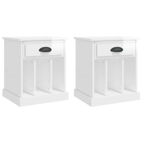 Bedside Cabinets 2pcs High Gloss White 43x36x50cm