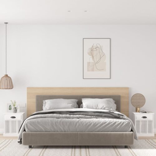 Bedside Cabinets 2pcs High Gloss White 43x36x50cm - Image 2
