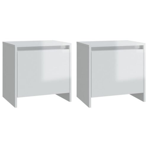 Bedside Cabinets 2pcs High Gloss White 45x34x44.5cm Engineered Wood