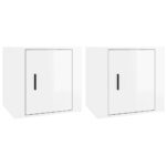 Bedside Cabinets 2pcs High Gloss White 50x39x47cm