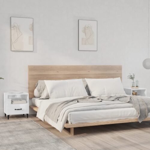 Bedside Cabinets 2pcs High Gloss White Engineered Wood - Image 2