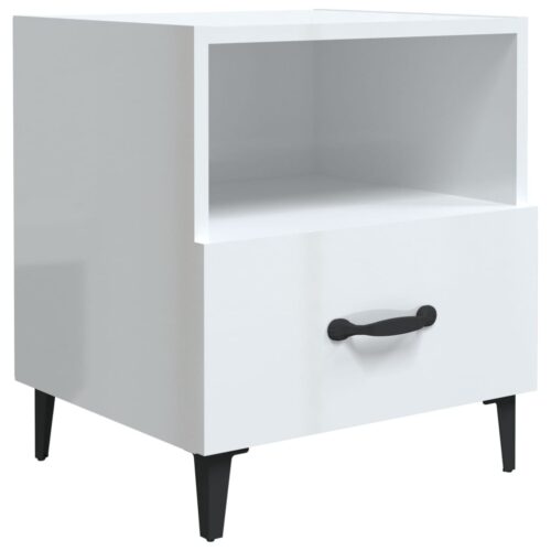 Bedside Cabinets 2pcs High Gloss White Engineered Wood - Image 3