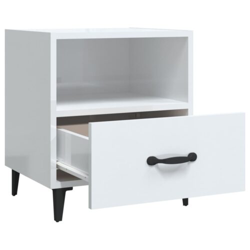 Bedside Cabinets 2pcs High Gloss White Engineered Wood - Image 6
