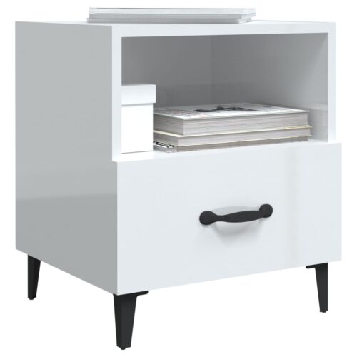 Bedside Cabinets 2pcs High Gloss White Engineered Wood - Image 7