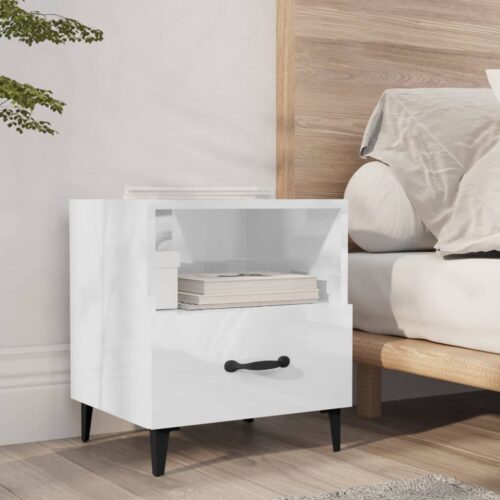 Bedside Cabinets 2pcs High Gloss White Engineered Wood - Image 8