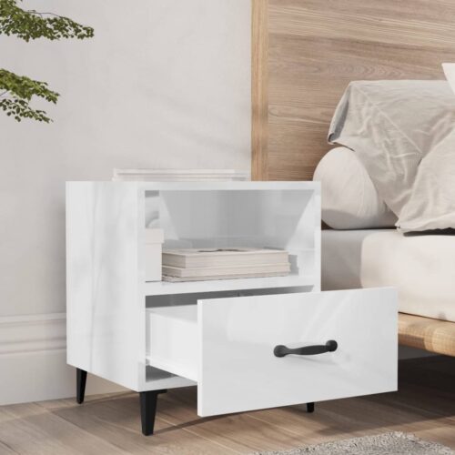 Bedside Cabinets 2pcs High Gloss White Engineered Wood - Image 9
