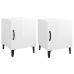 Bedside Cabinets 2pcs High Gloss White Engineered Wood