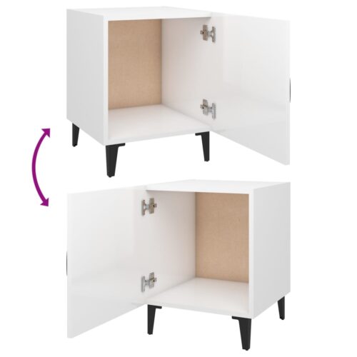 Bedside Cabinets 2pcs High Gloss White Engineered Wood - Image 7