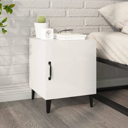 Bedside Cabinets 2pcs High Gloss White Engineered Wood - Image 9