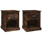 Bedside Cabinets 2pcs Smoked Oak 39x39x47.5cm Engineered Wood