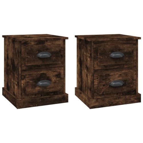 Bedside Cabinets 2pcs Smoked Oak 39x39x47.5cm Engineered Wood