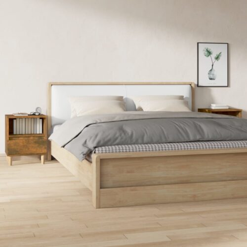 Bedside Cabinets 2pcs Smoked Oak 40x35x50cm - Image 2