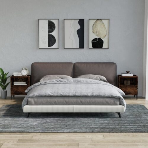 Bedside Cabinets 2pcs Smoked Oak 40x35x50cm - Image 2