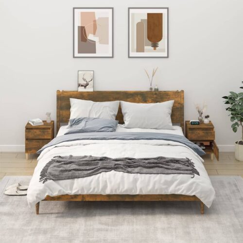 Bedside Cabinets 2pcs Smoked Oak 40x35x50cm - Image 2