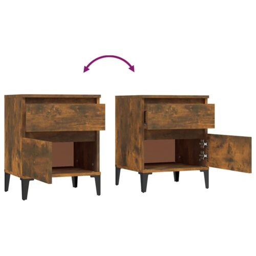 Bedside Cabinets 2pcs Smoked Oak 40x35x50cm - Image 9