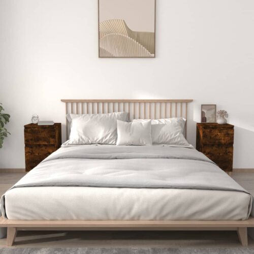 Bedside Cabinets 2pcs Smoked Oak 40x35x70cm - Image 2