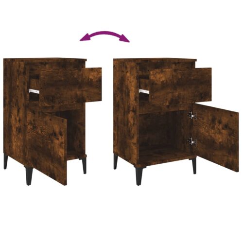 Bedside Cabinets 2pcs Smoked Oak 40x35x70cm - Image 9