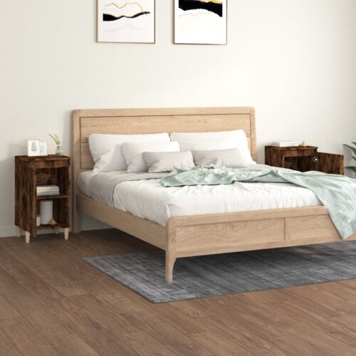 Bedside Cabinets 2pcs Smoked Oak 40x35x70cm Engineered Wood - Image 3