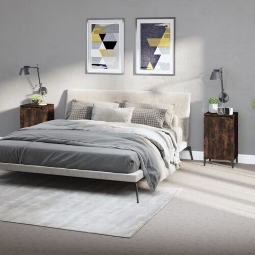 Bedside Cabinets 2pcs Smoked Oak 40x35x70cm Engineered Wood - Image 2