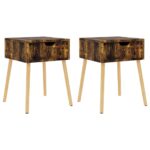 Bedside Cabinets 2pcs Smoked Oak 40x40x56cm Engineered Wood