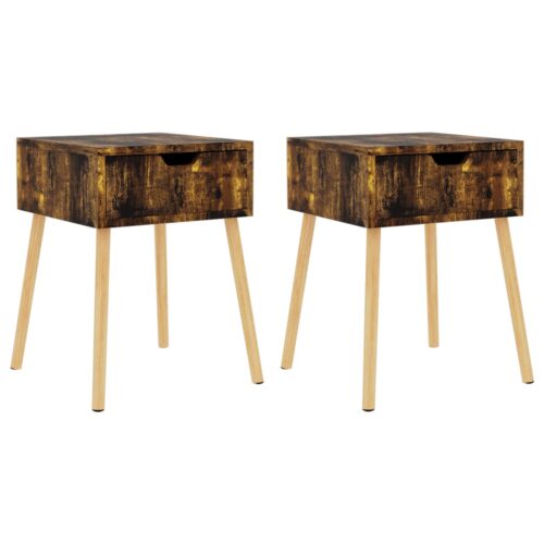 Bedside Cabinets 2pcs Smoked Oak 40x40x56cm Engineered Wood