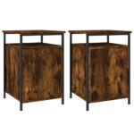 Bedside Cabinets 2pcs Smoked Oak 40x42x60cm Engineered Wood