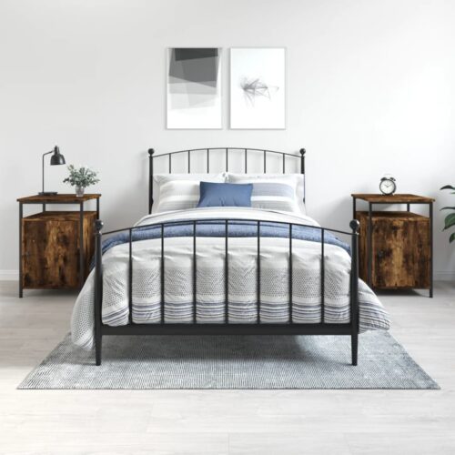 Bedside Cabinets 2pcs Smoked Oak 40x42x60cm Engineered Wood - Image 2