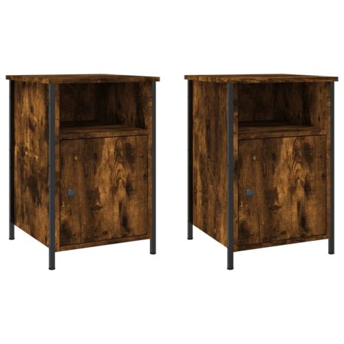 Bedside Cabinets 2pcs Smoked Oak 40x42x60cm Engineered Wood