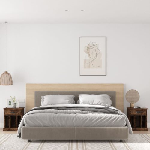 Bedside Cabinets 2pcs Smoked Oak 43x36x50cm - Image 2