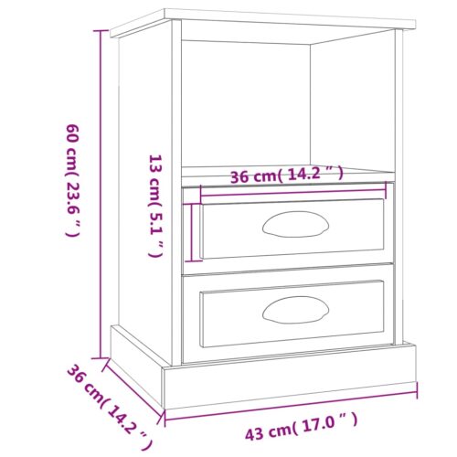 Bedside Cabinets 2pcs Smoked Oak 43x36x60cm - Image 11