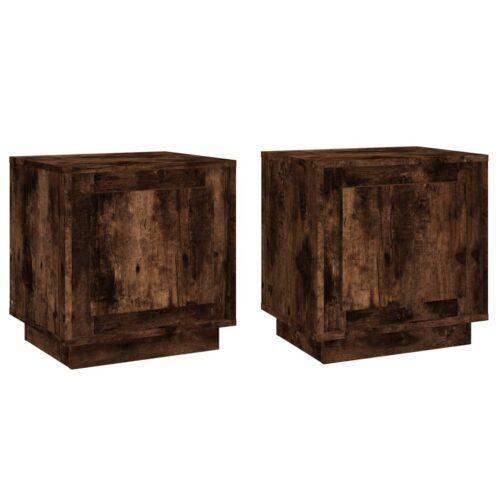 Bedside Cabinets 2pcs Smoked Oak 44x35x45cm Engineered Wood