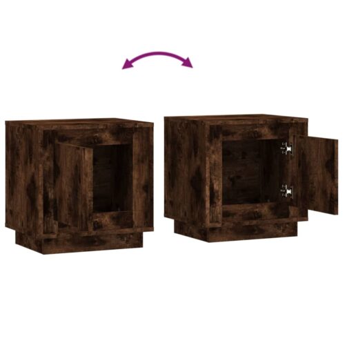 Bedside Cabinets 2pcs Smoked Oak 44x35x45cm Engineered Wood - Image 9