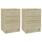 Bedside Cabinets 2pcs Sonoma Oak 38x35x56cm Engineered Wood