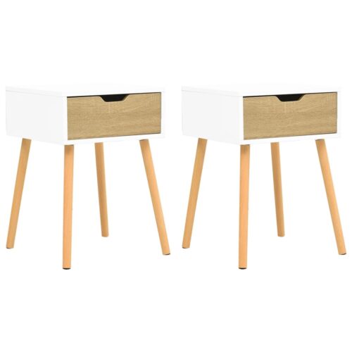 Bedside Cabinets 2pcs White Sonoma Oak 40x40x56cm Engineered Wood