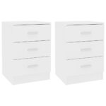 Bedside Cabinets 2pcs White 38x35x56cm Engineered Wood