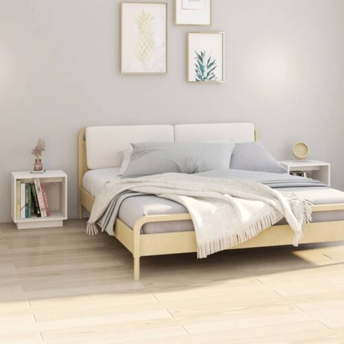 Bedside Cabinets 2pcs White 40x30x40cm Solid Wood Pine - Image 2